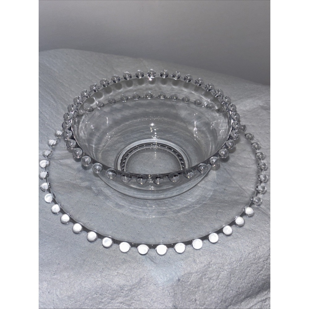 Vintage Imperial Glass Candlewick Pattern Clear Mayonnaise Bowl & Underplate USA